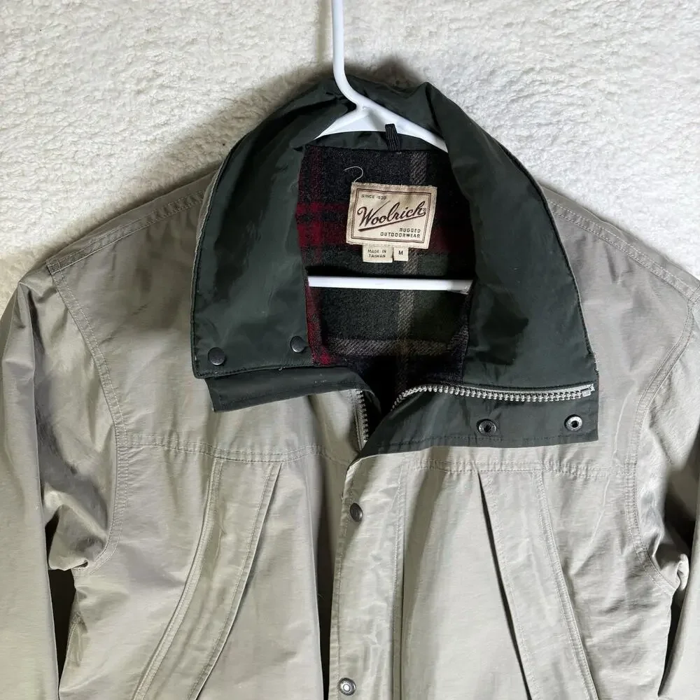 Vintage Woolrich Fieldstone Jacket Mens Medium Beige Wool Lined Field Coat READ